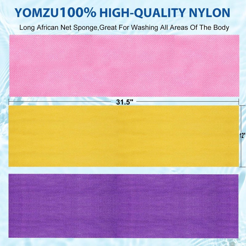 YOMZU African Net Sponge Exfoliating Bath Sponge Scrubbing Long Rag Wash Shower Body Scrubber - 6 Pieces - Image 5